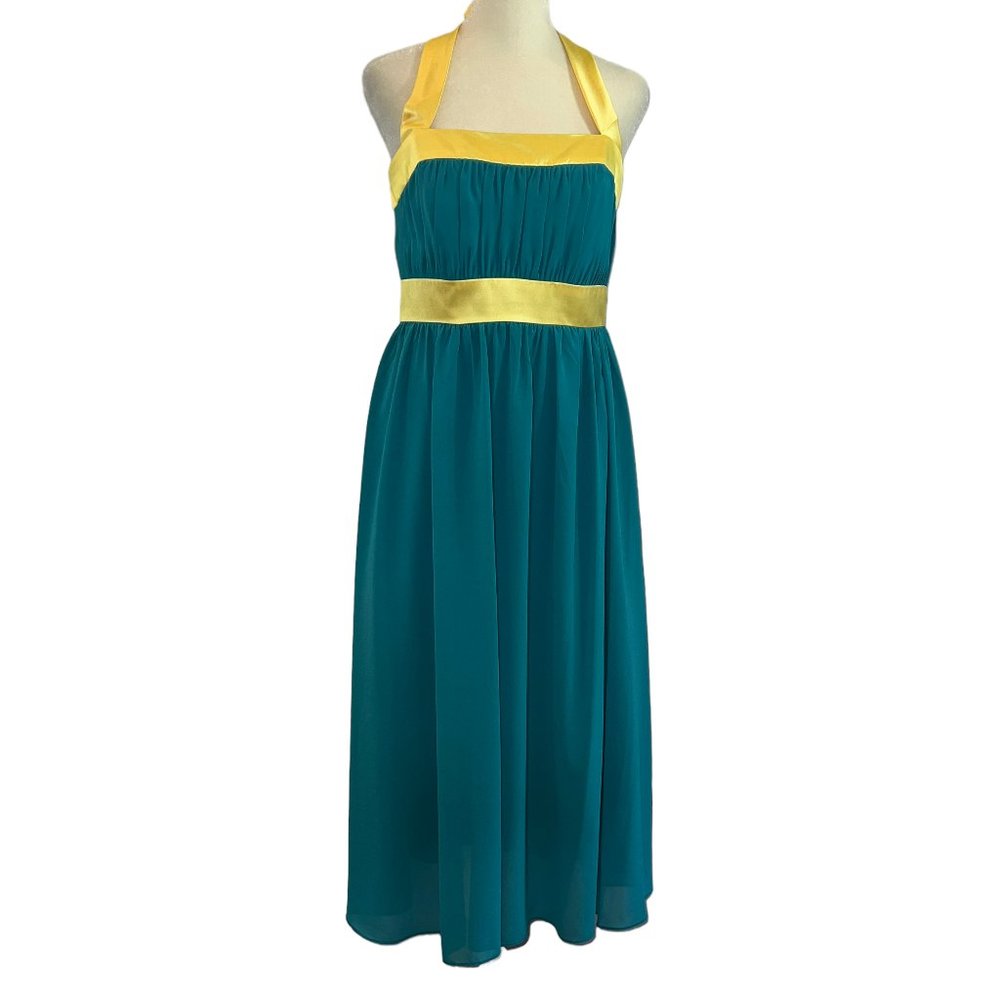 Like New AFTER SIX by Dessy Halter Neck Calf Length Formal Dress Size 6